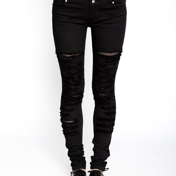 Tripp nyc Denim - Tripp NYC Ripped Fishnet Jeans Sz 15